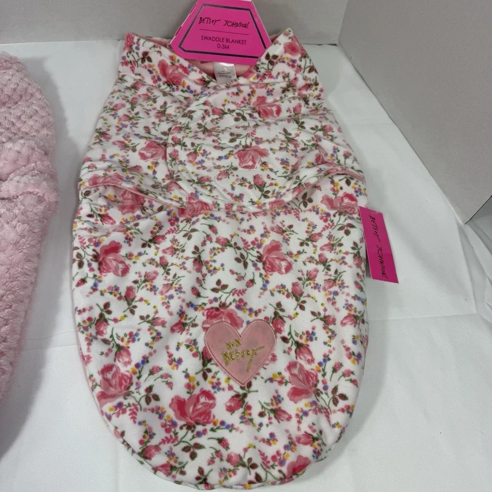 Baby Girl Swaddle Wrap Newborns 0-3‎ months Pink Unicorn Floral Soft Cute set 2
